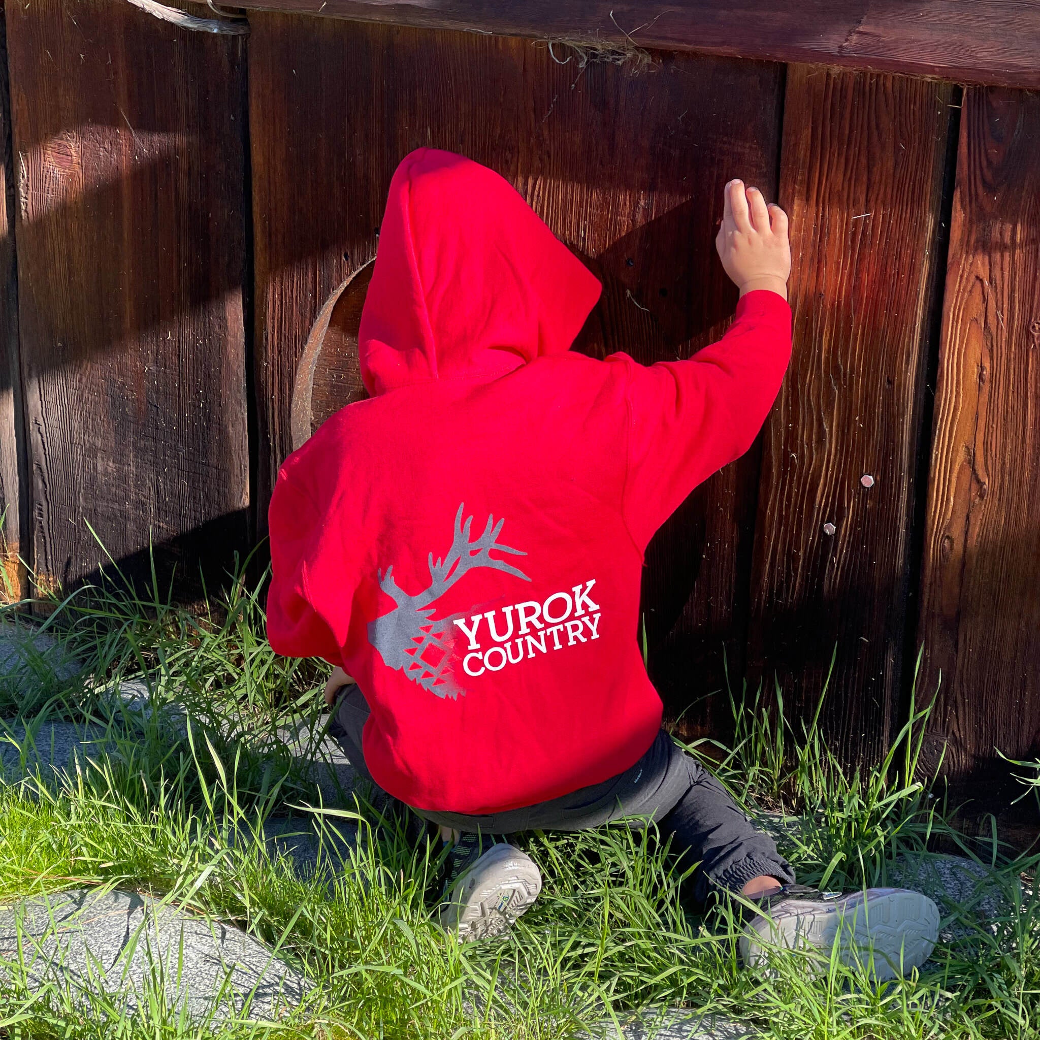 Youth Yurok Country Full Zip Hoodie Dark Heather Grey Red